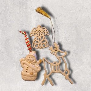 3 Lennox Christmas Ornaments - reindeer, snowman, angel
